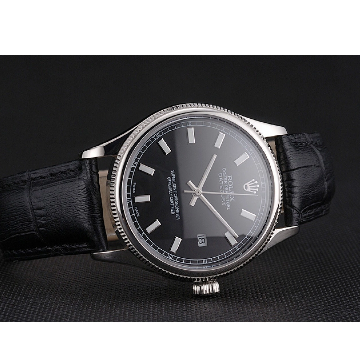 Aaa replica watch Steel Rolex And Datejust Bracelet Case Swiss Dial Black Stainless 0520